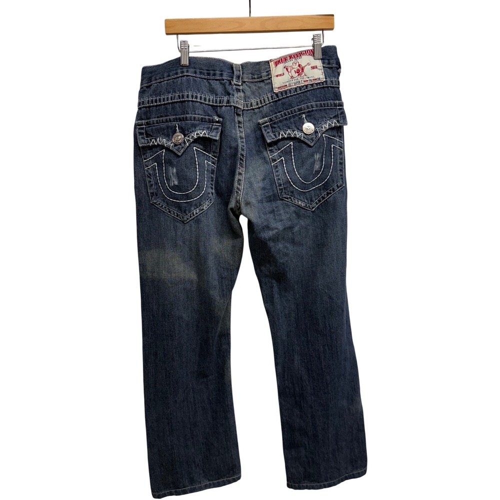True Religion Joey Super T Mens Dark Wash Straight Leg Jeans Size 36x34 USA Made